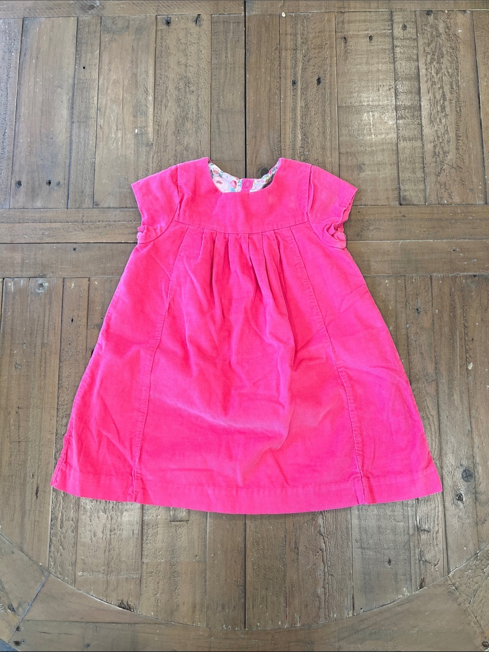 Jacadi bright pink corduroy cap sleeve dress 3T